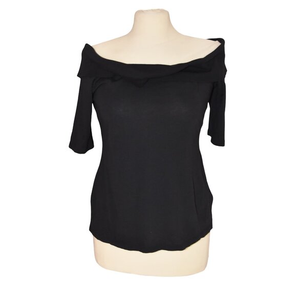 Ettitwa By Anthropologie Off Shoulder Black Knit Top M Twee Anthropologie Modal - Picture 1 of 7